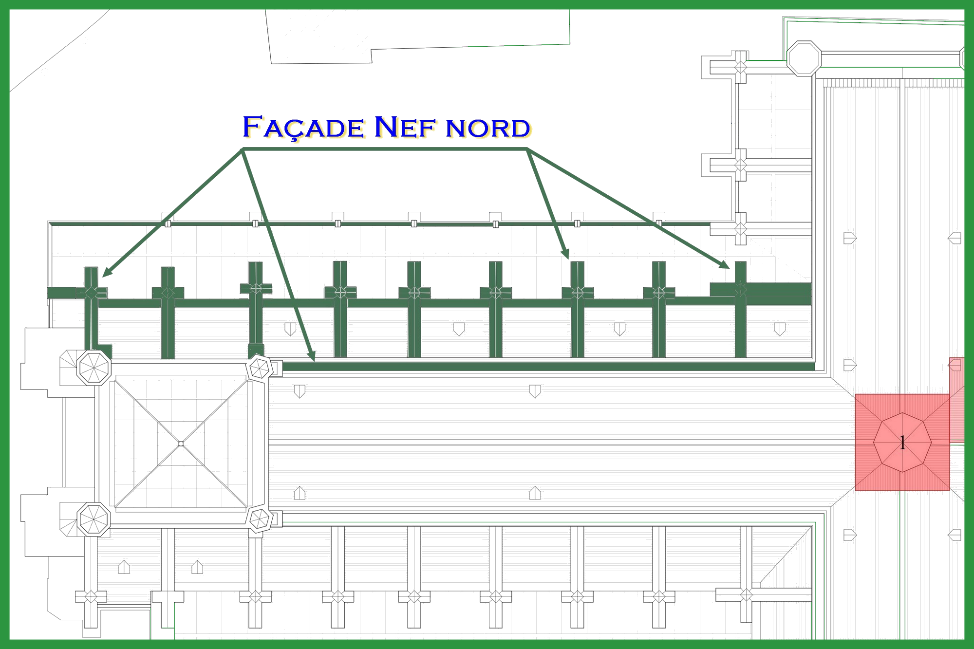 Façade Nef nord de la Cathédrale Notre-Dame de Saint-Omer