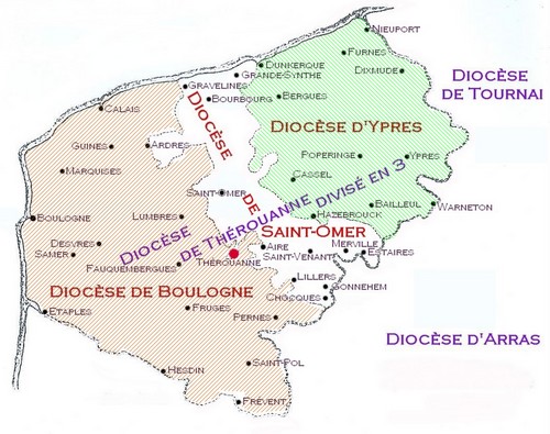 En 1559 il fut décidé de partager le diocèse de Thérouanne en 3 nouveaux diocèses