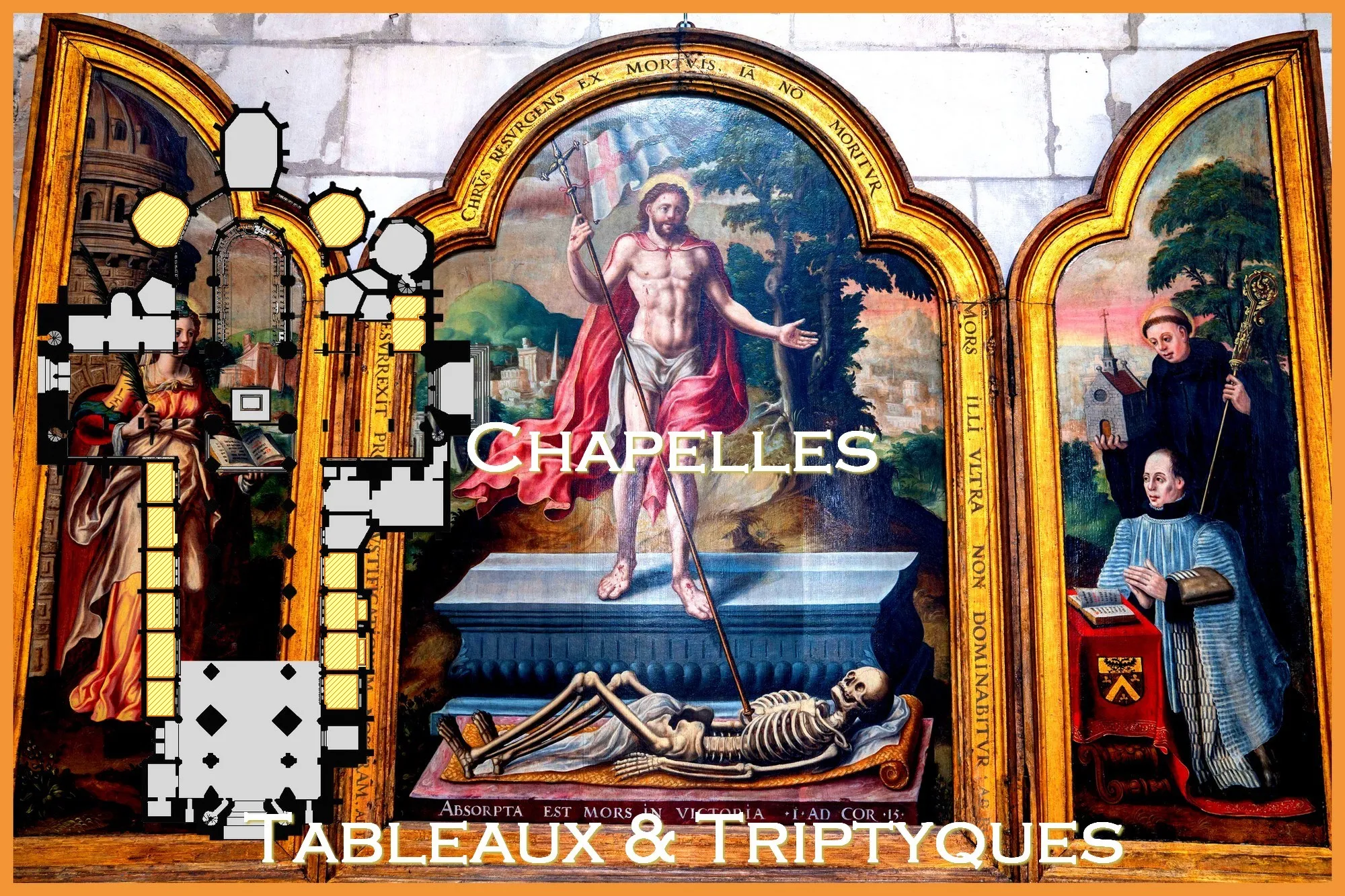 Chapelles de la Cathédrale Notre-Dame de Saint-Omer,  Tableaux Fresques et Triptyques