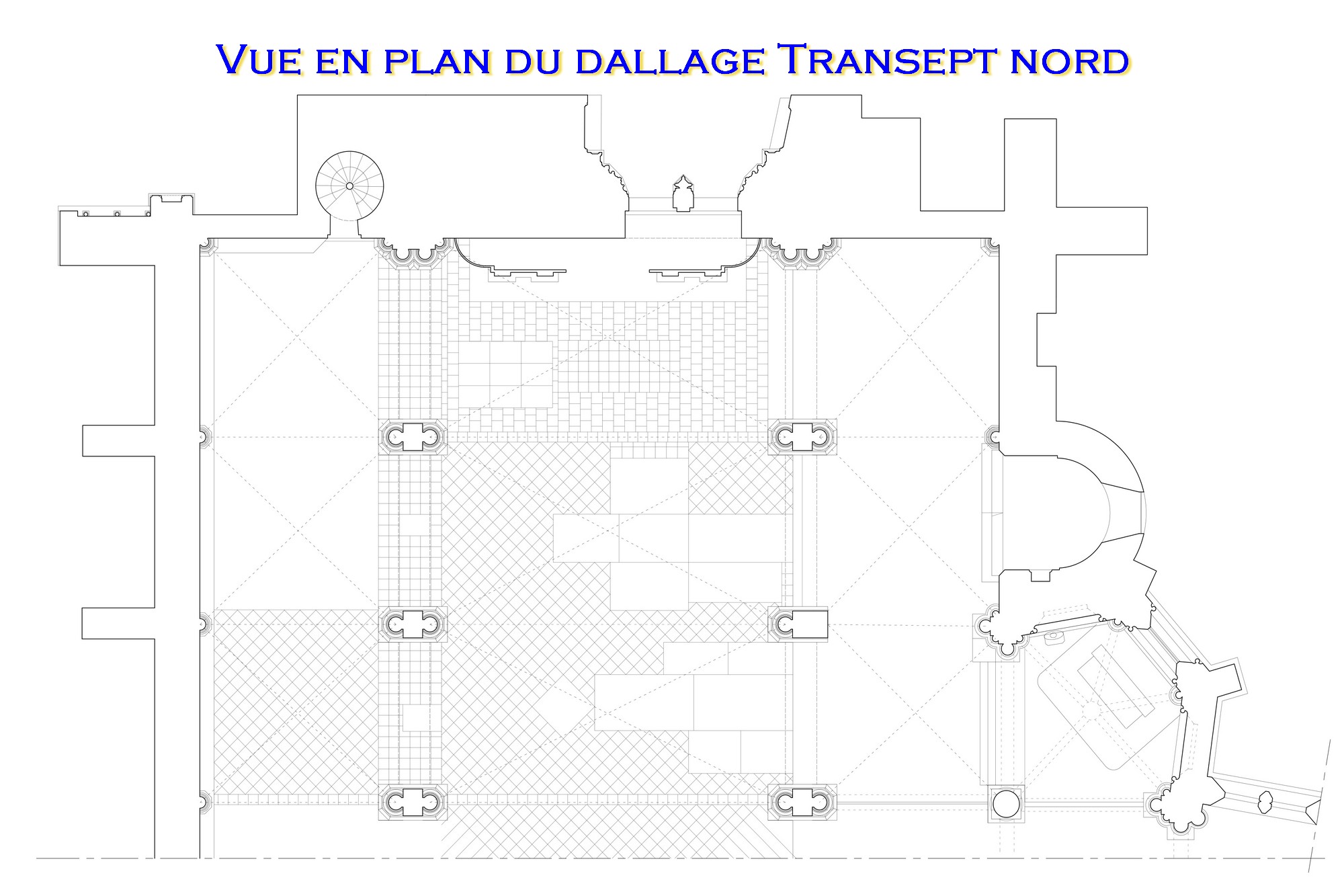 vue en plan du dallage du transept