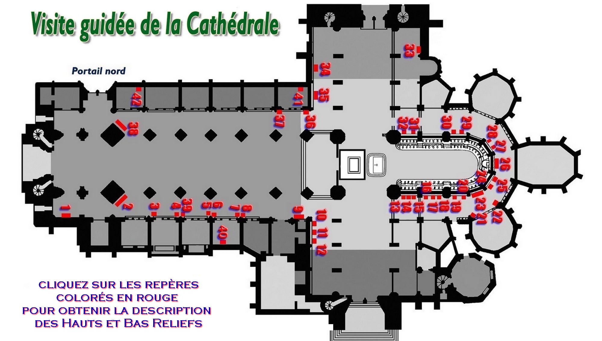 cathédrale de saint-omer - plan des hauts et bas reliefs