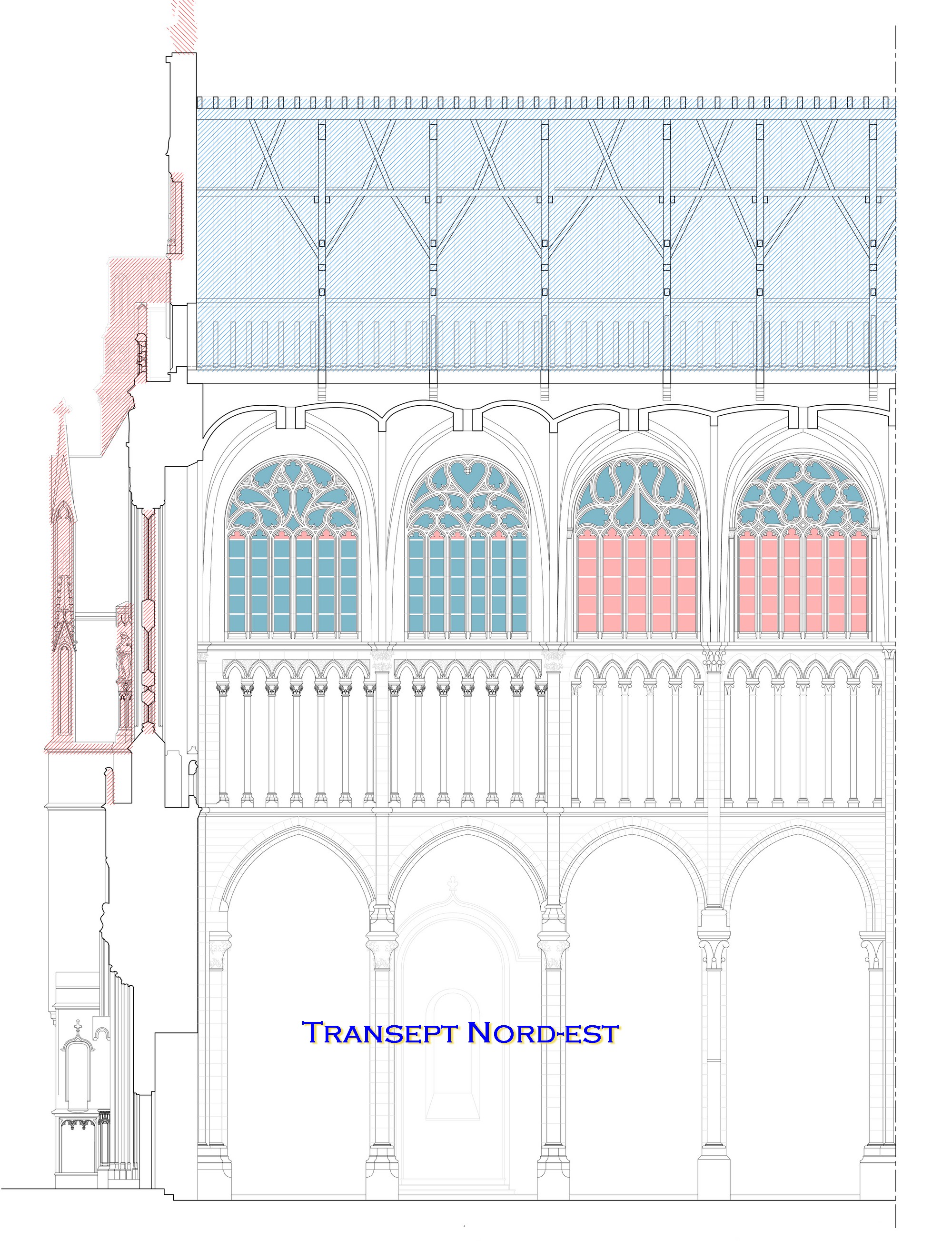 Vitraux Transept Nord Est coupe en travers