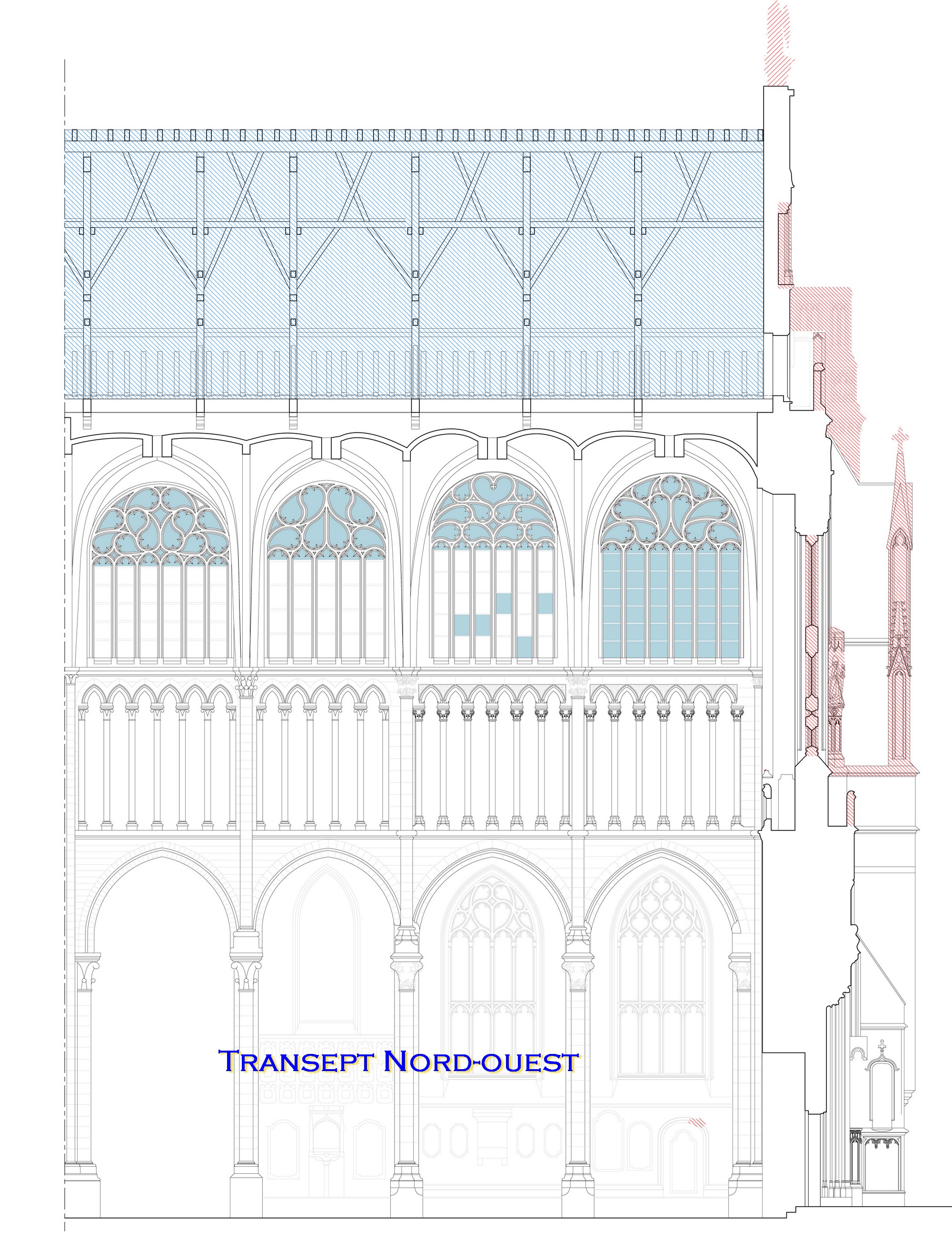 Vitraux Transept Nord Ouest coupe en travers