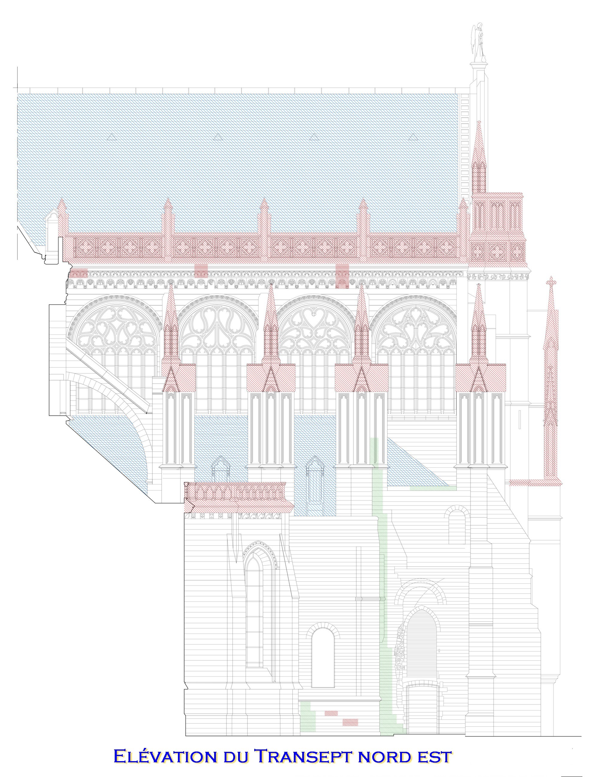 élévation nord est du transept de Notre-Dame de saint-omer