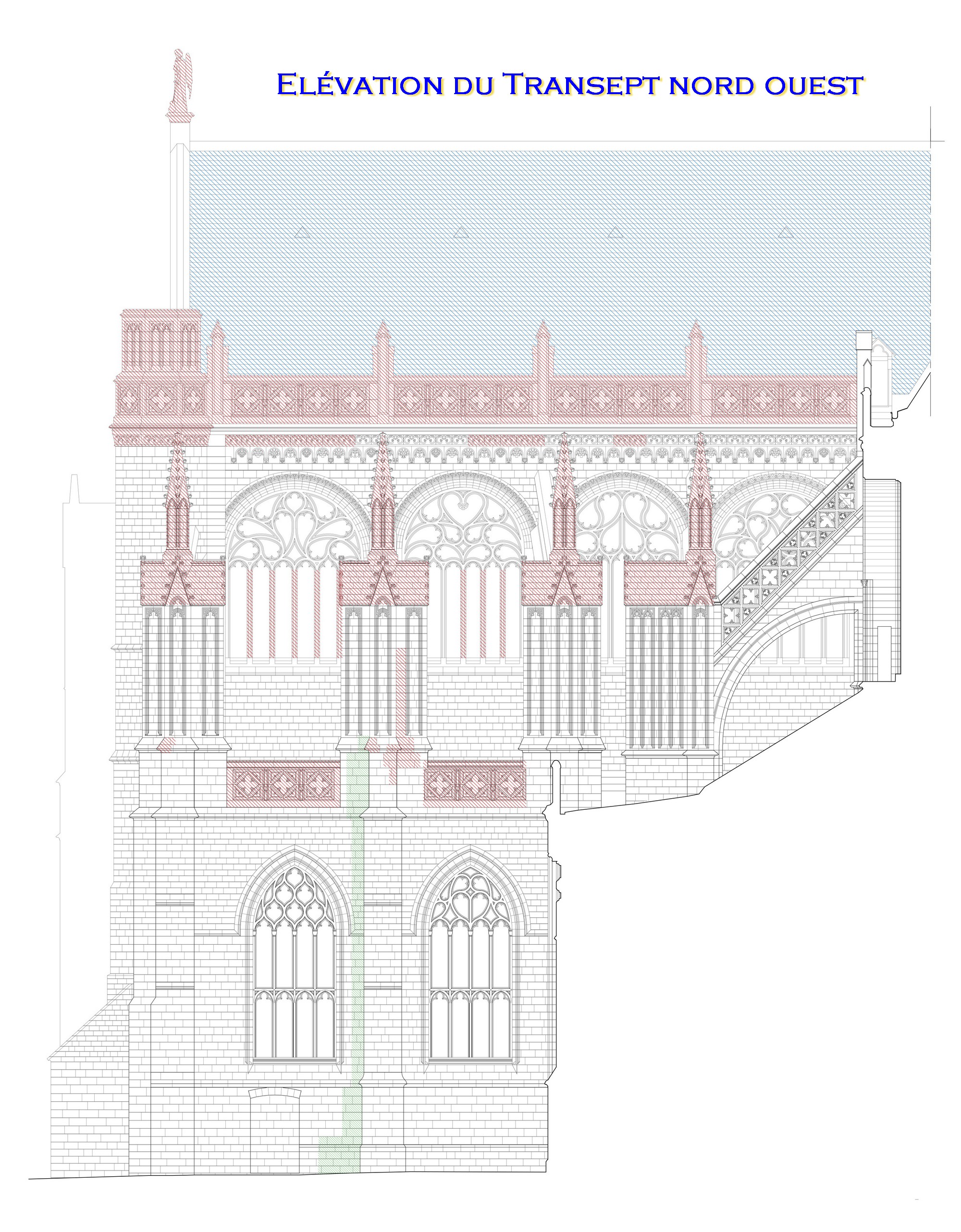 élévation nord ouest du transept de Notre-Dame de saint-omer