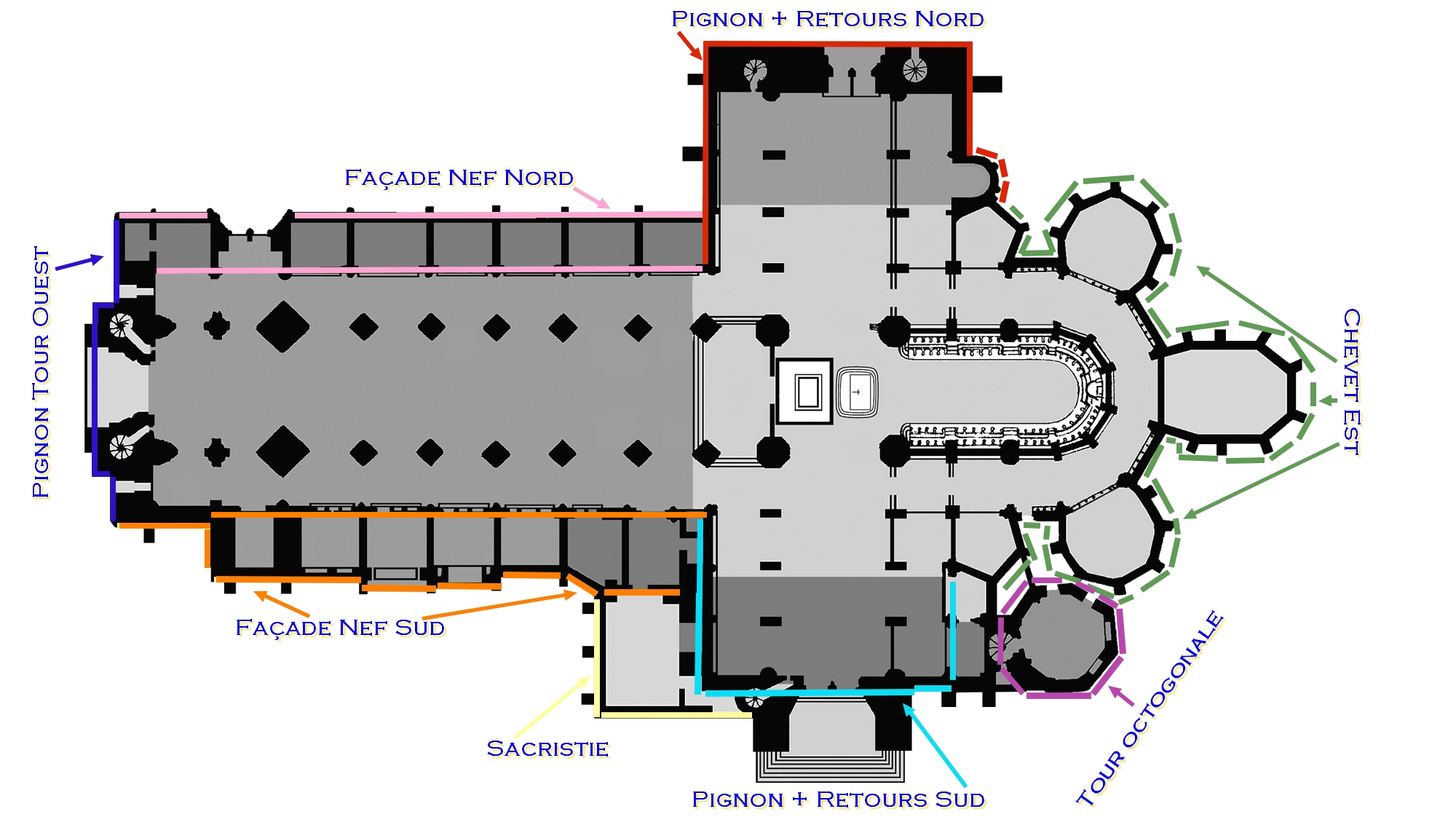 plan des façades -  cathédrale de saint-omer